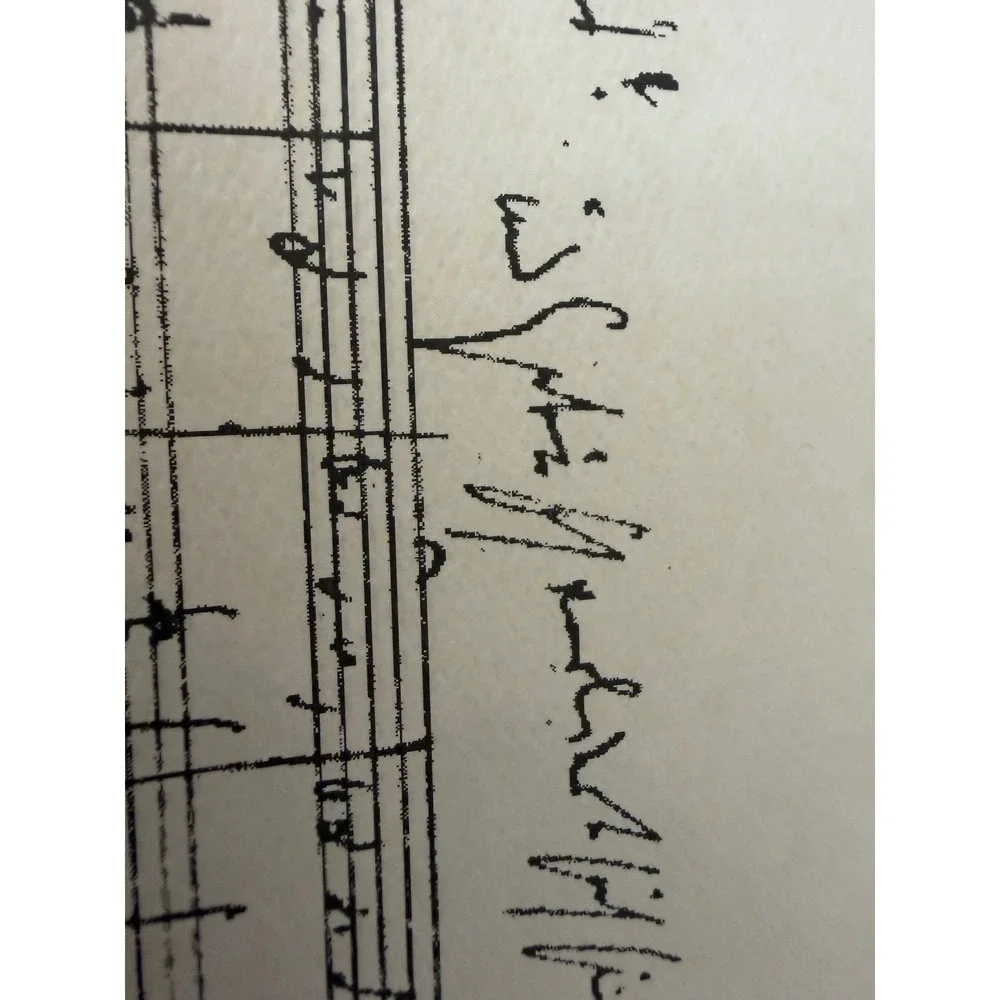 Vintage Framed Handwritten Sheet Music Manuscript Print Brass Frame 12x17